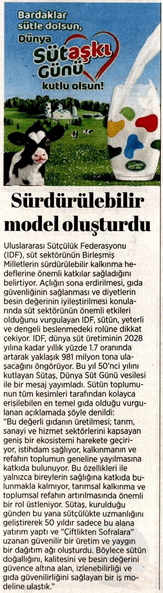 Sütaş Sürdürülebilir Model Oluşturdu