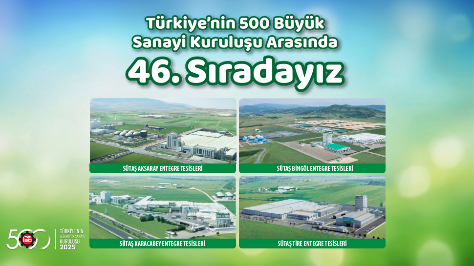 Türkiye'nin 500 Büyük Sanayi Kuruluşu Arasında Sütaş 46. Sırada!