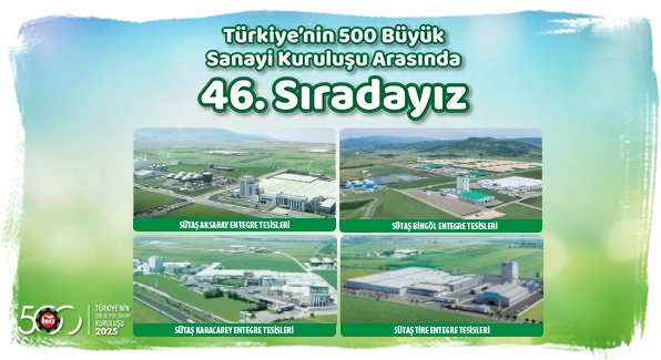 Türkiye'nin 500 Büyük Sanayi Kuruluşu Arasında Sütaş 46. Sırada!